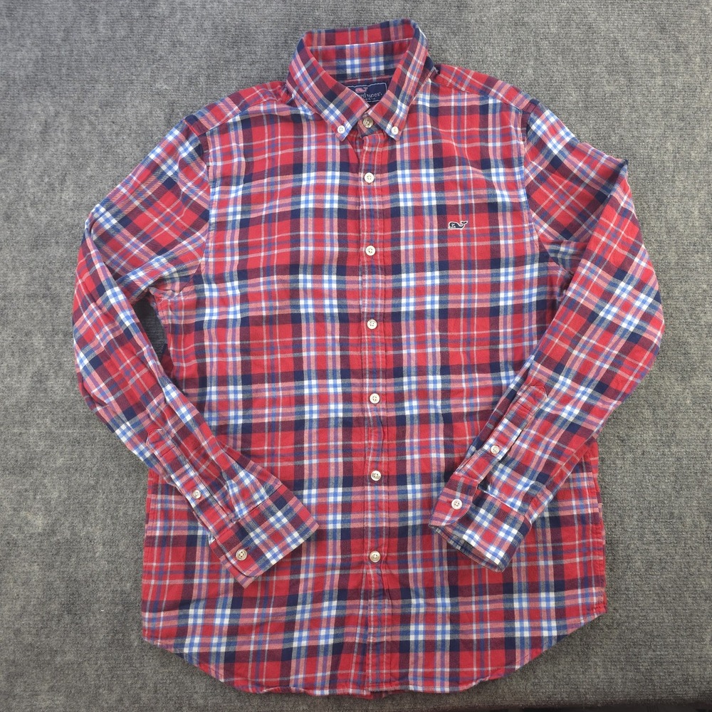Vineyard Vines Red and Blue Plaid Button-Down Shirt - Men